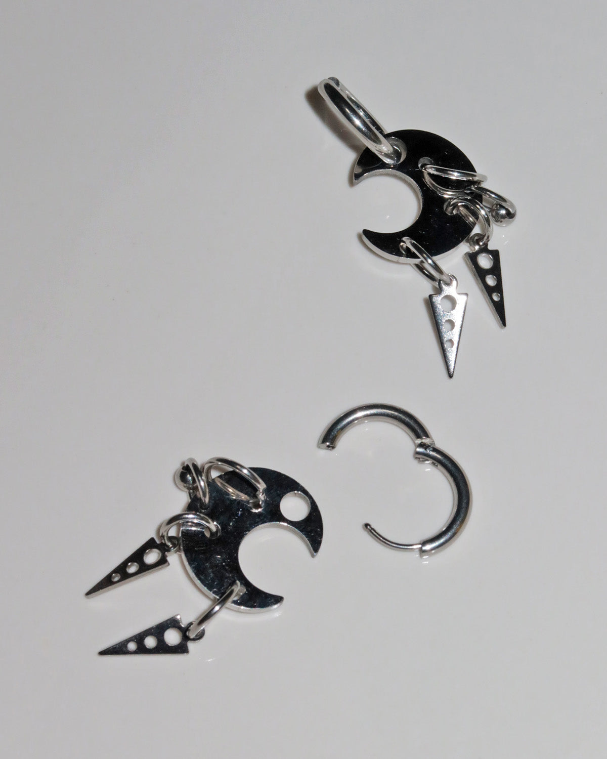 Cassidy Crescent Cut Spike Silver Hoop Earrings