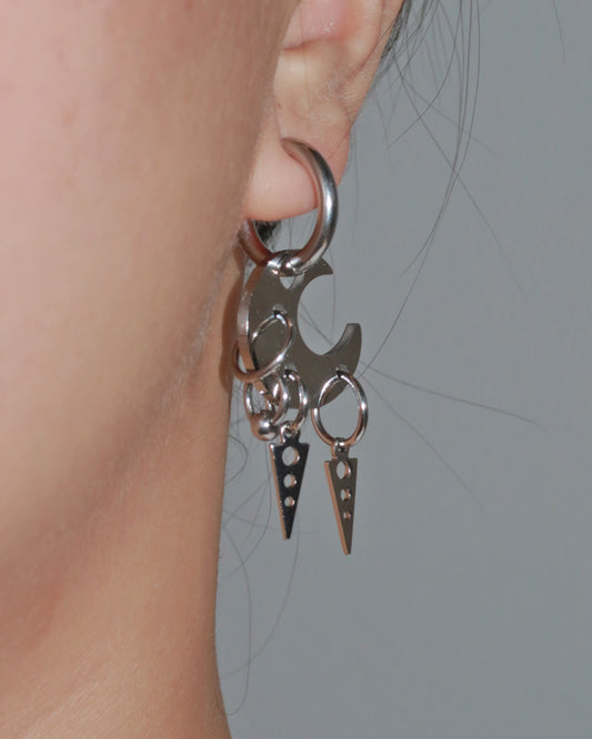 Cassidy Crescent Cut Spike Silver Hoop Earrings