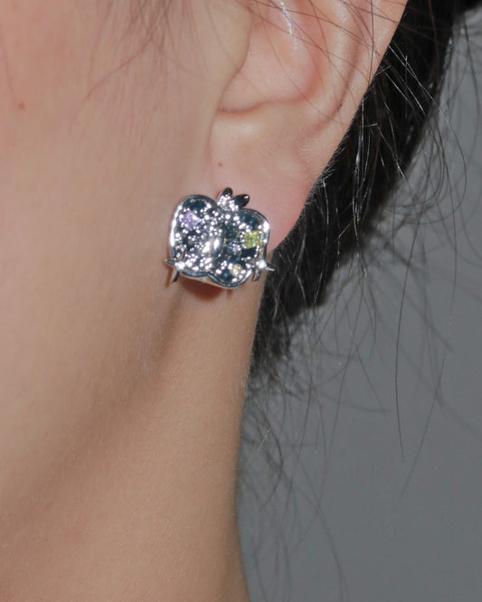 Cressida Mismatched Gem Apple Silver Stud Earrings