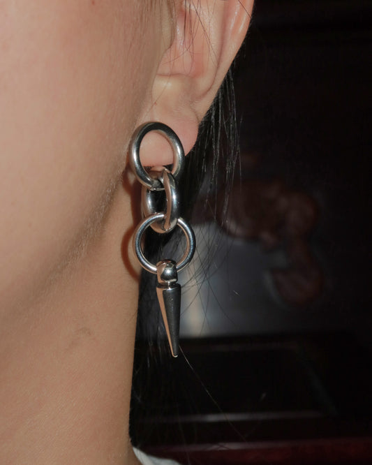 Rhea Triple Loop Spike Silver Drop Earrings