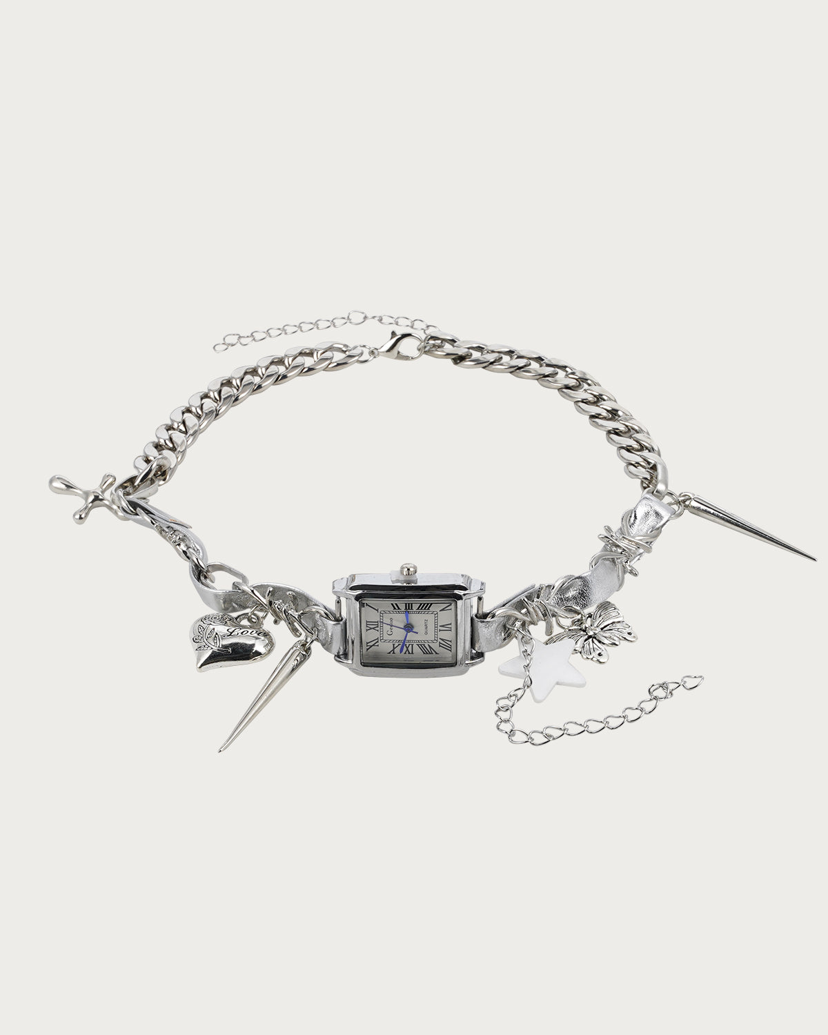 Alberta Clock Heart Silver Choker Necklace