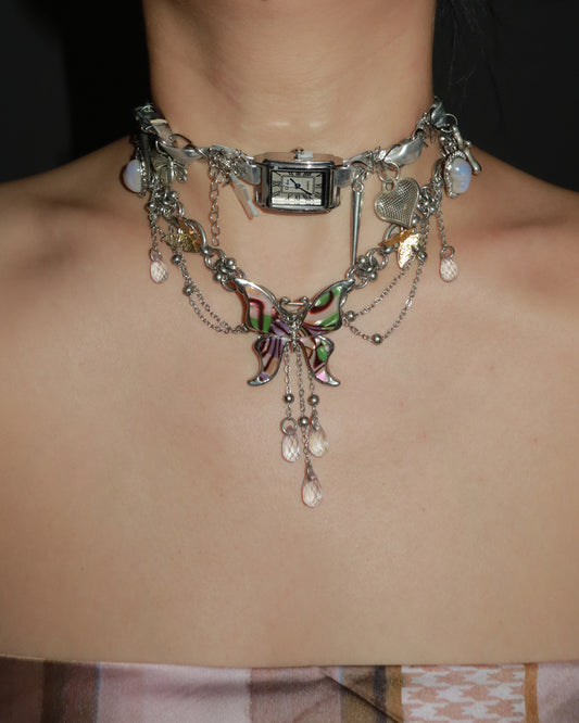 Arabela Butterfly Purple Heart Silver Necklace