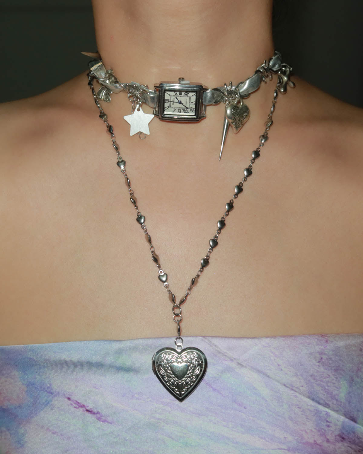 Honey Heart Silver Locket Pendant Necklace
