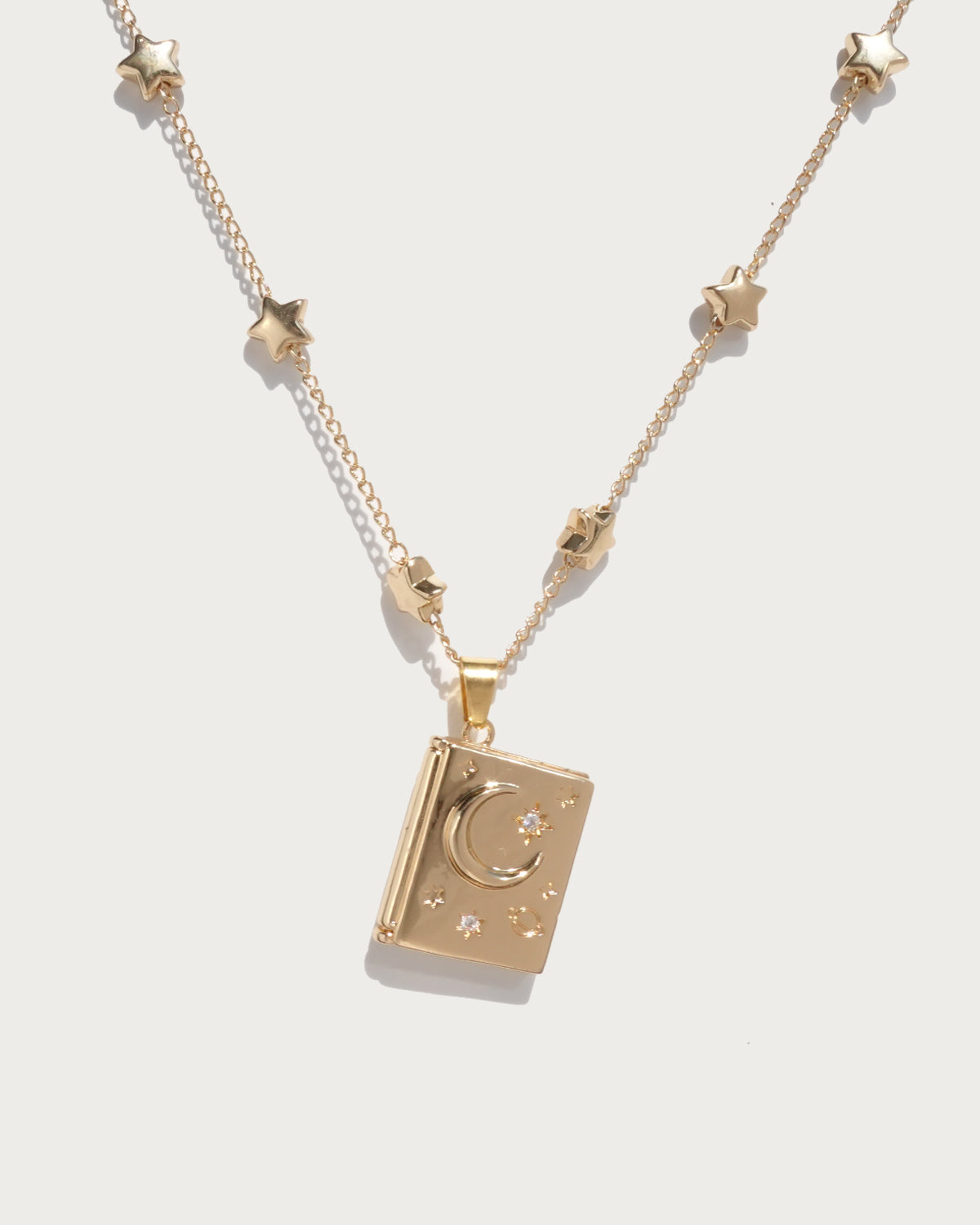 Daphne Soulmate Book Moon Locket Golden Pendant Necklace