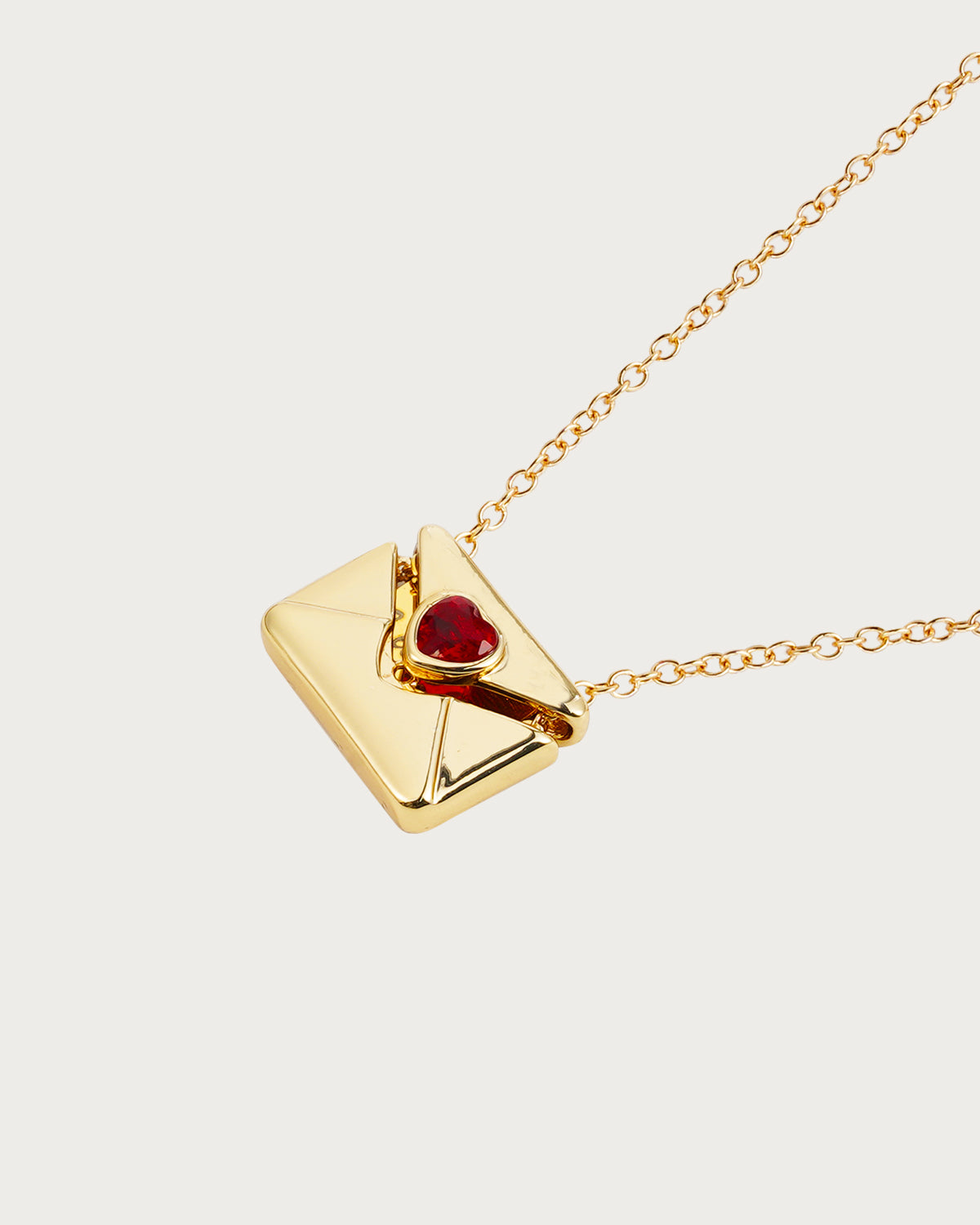 Letter Heart Red Golden Pendant Necklace