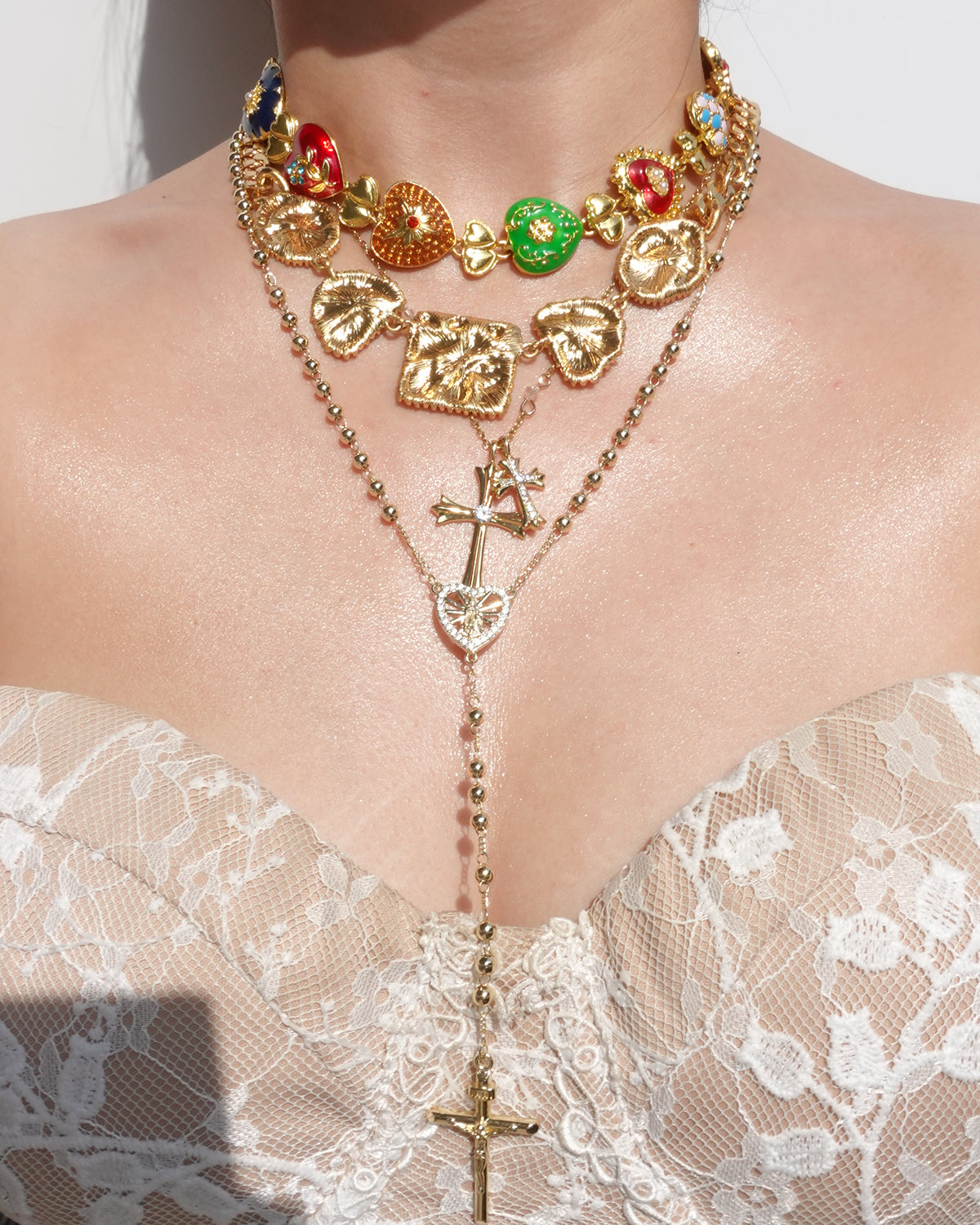 Louise Vintage Geometry Golden Necklace