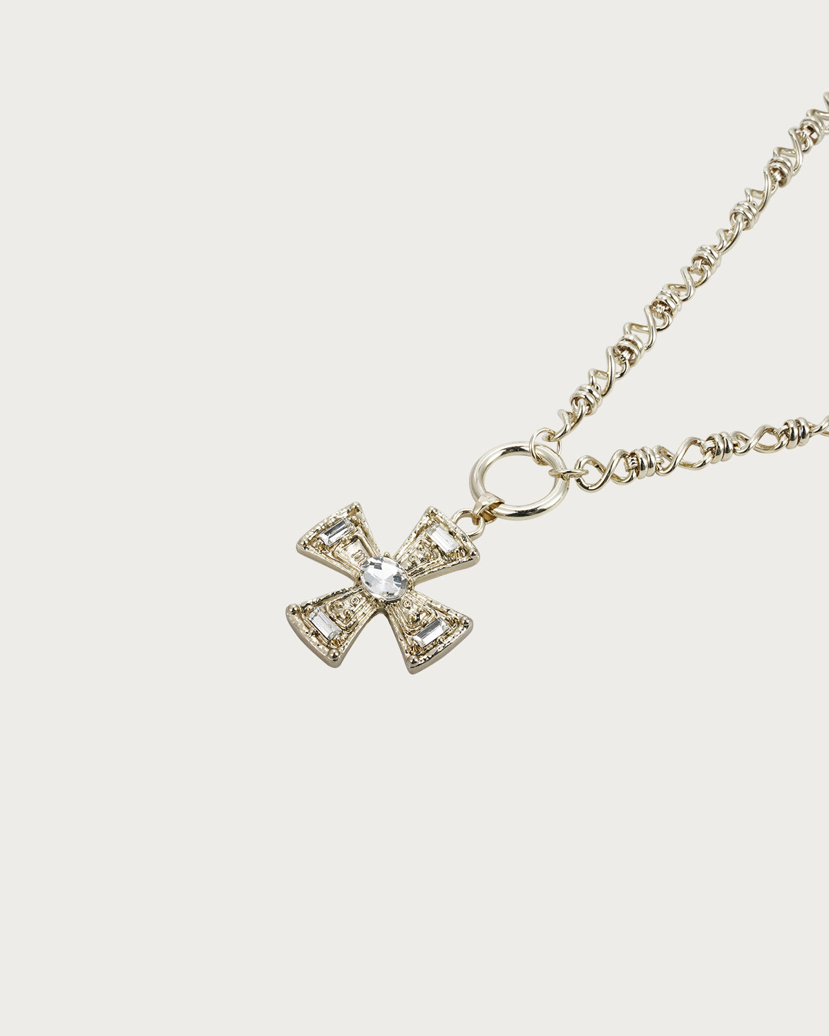 Zenobia Cross Double Layer Silver Necklace