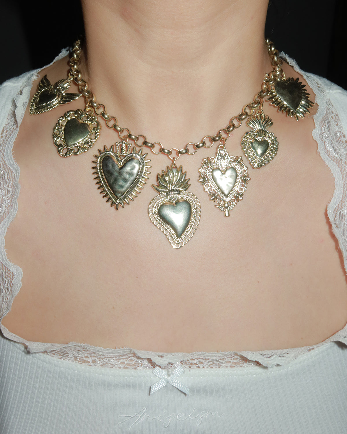 Frederica Vintage Heart Golden Necklace