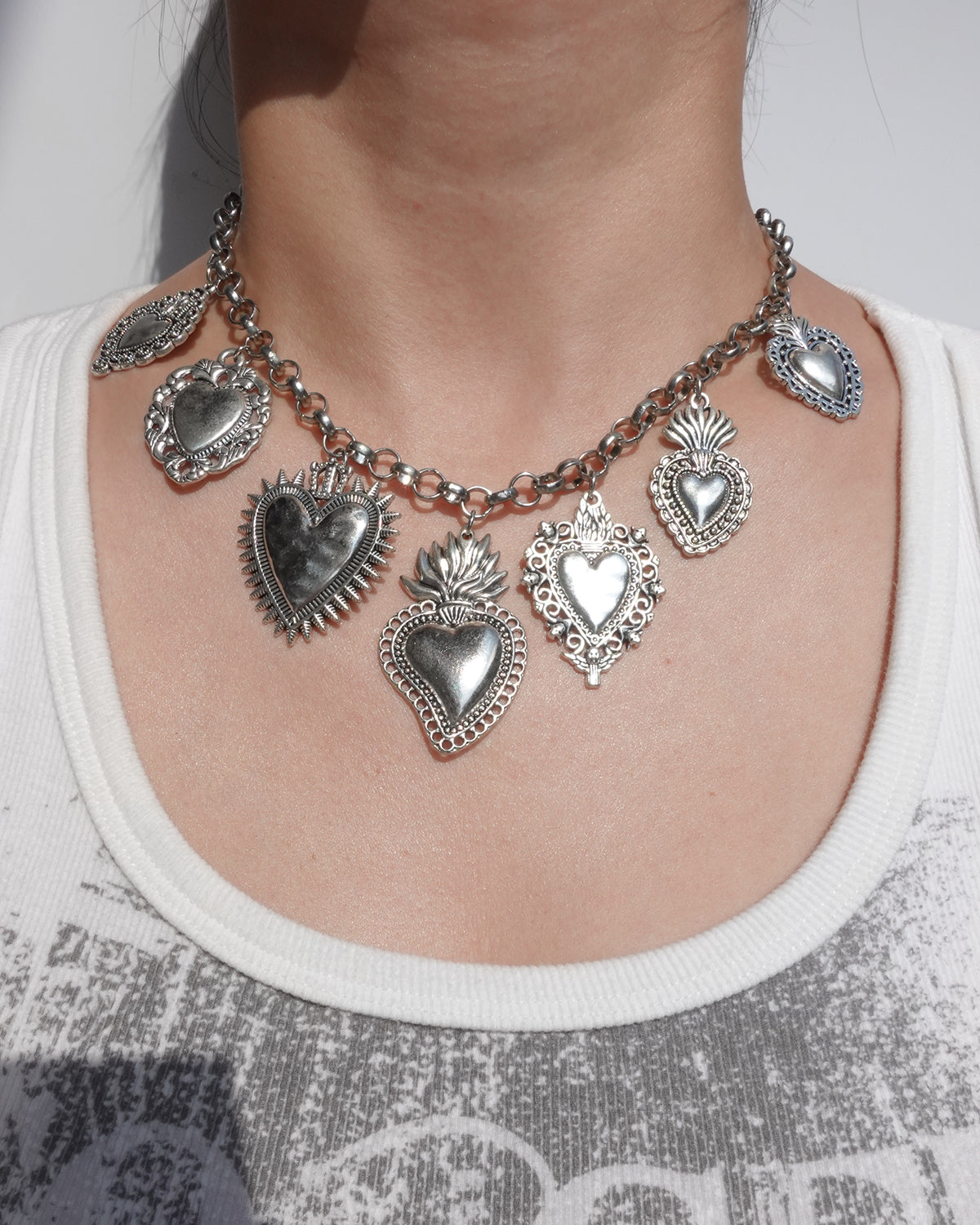 Frederica Vintage Heart Silver Necklace
