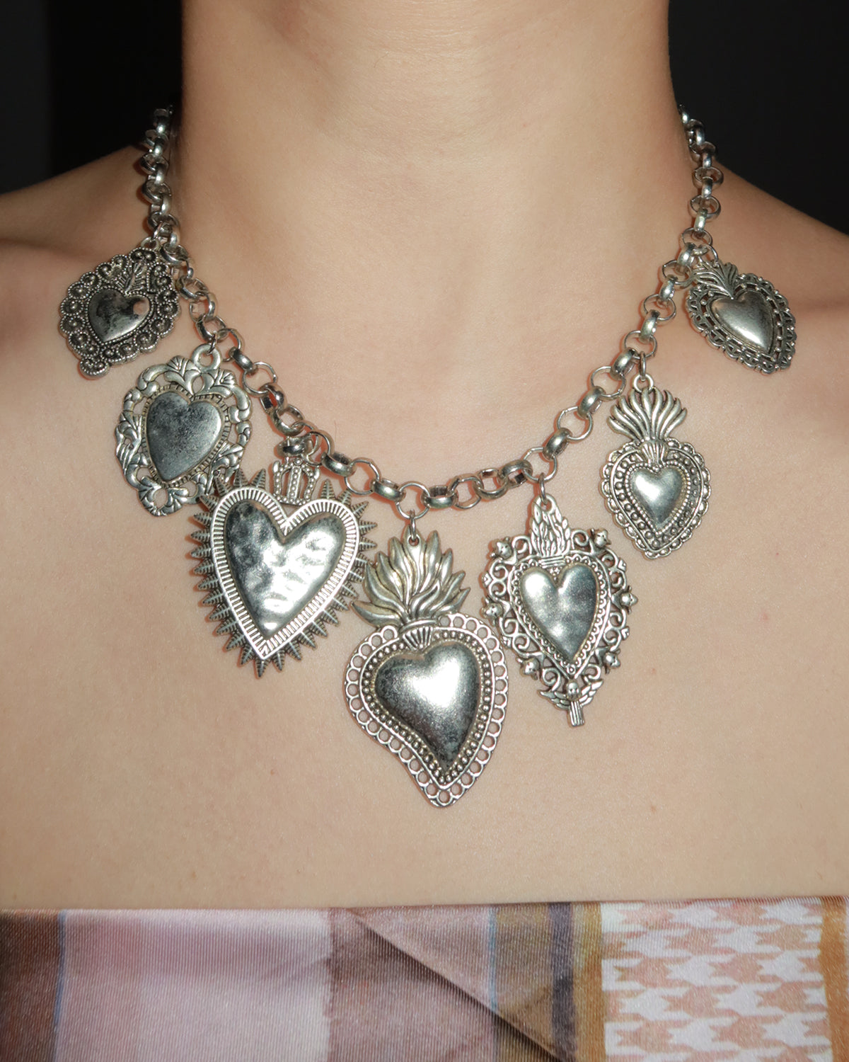 Frederica Vintage Heart Silver Necklace