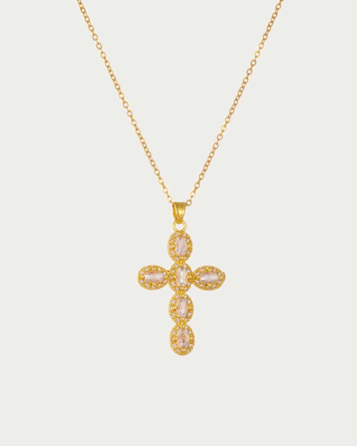 Elsie Retro Oval Cross Golden Pendant Necklace(2 Colors)