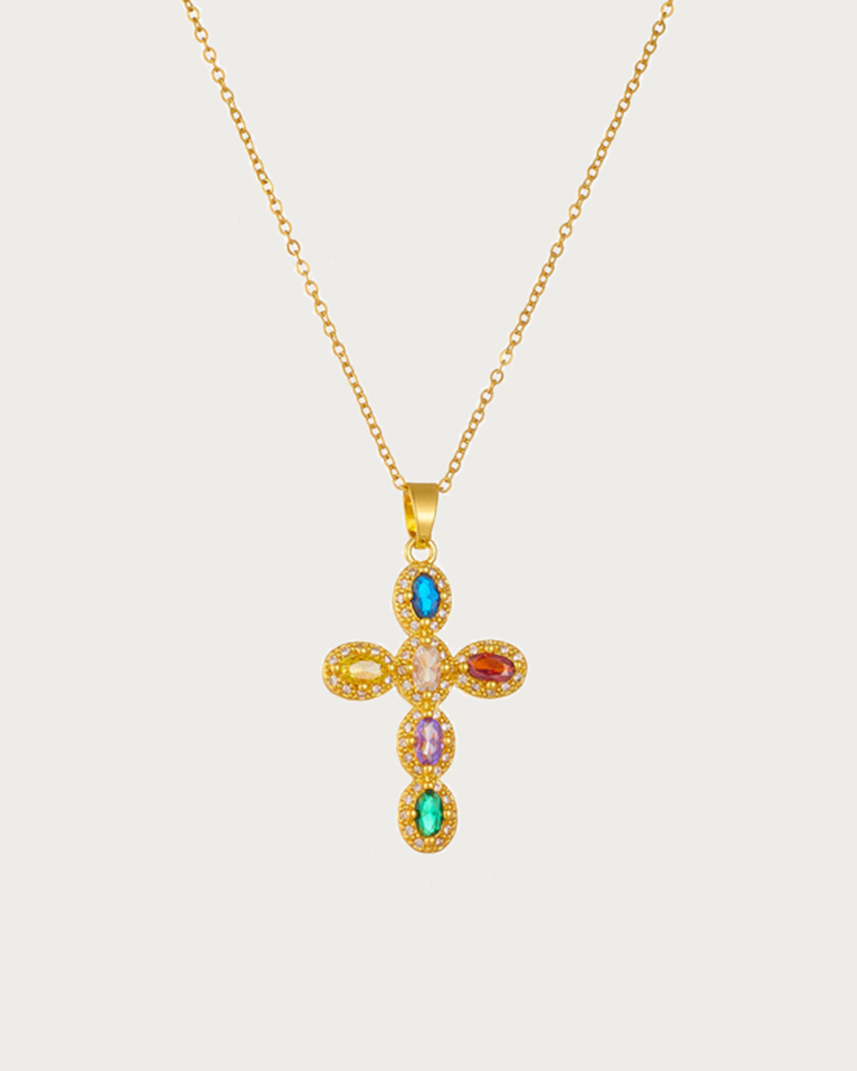 Elsie Retro Oval Cross Golden Pendant Necklace(2 Colors)