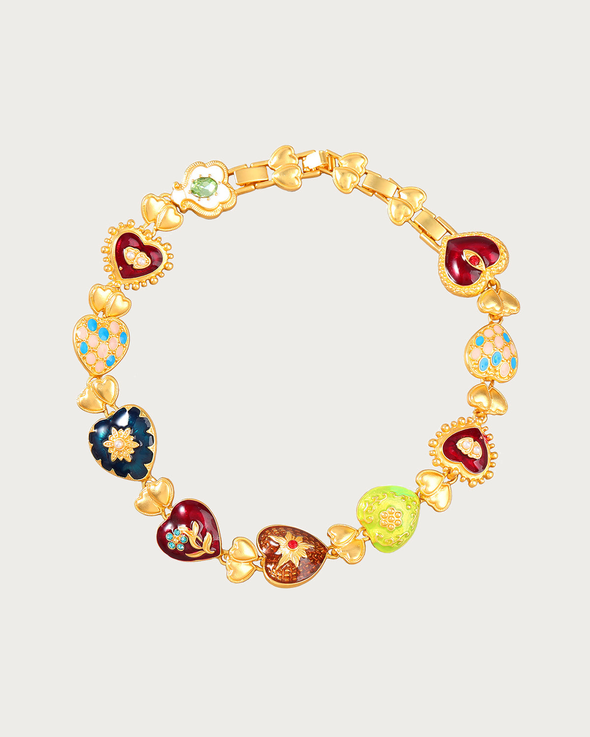 Rebecca Vintage Enamel Heart Golden Necklace