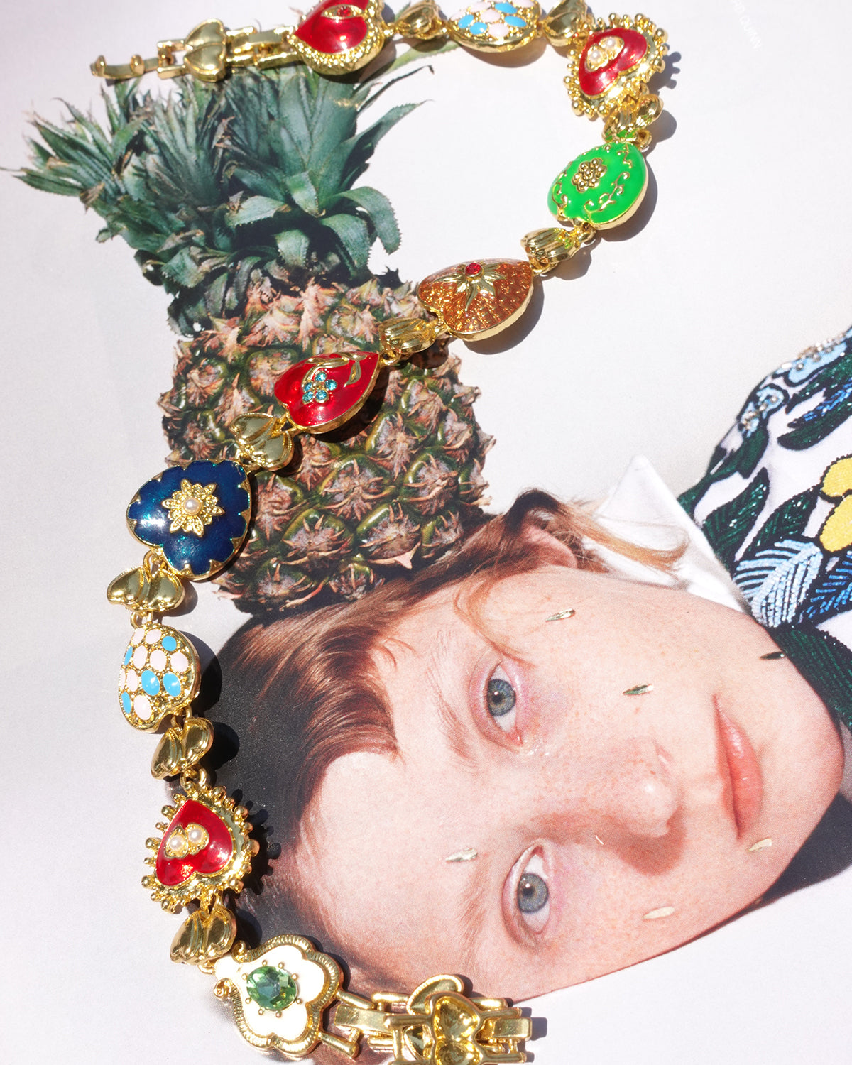 Rebecca Vintage Enamel Heart Golden Necklace