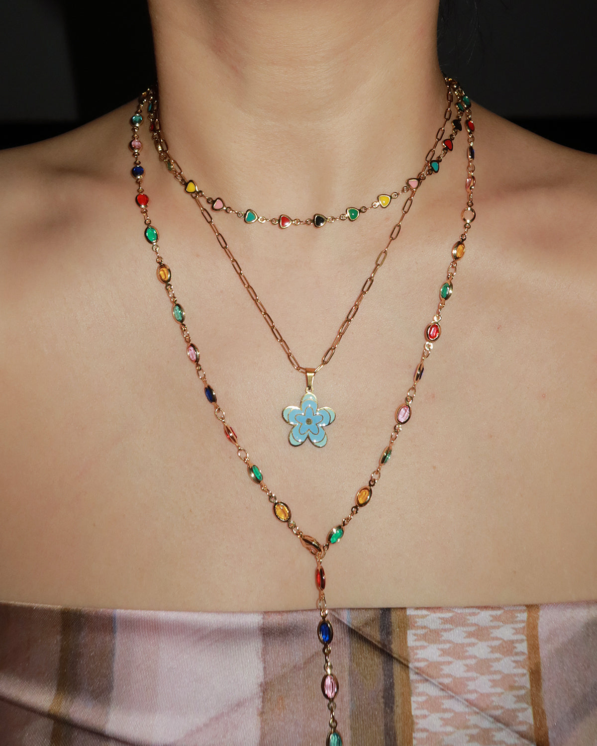 Darlene Cute Flower Golden Pendant Necklace(3 Colors)