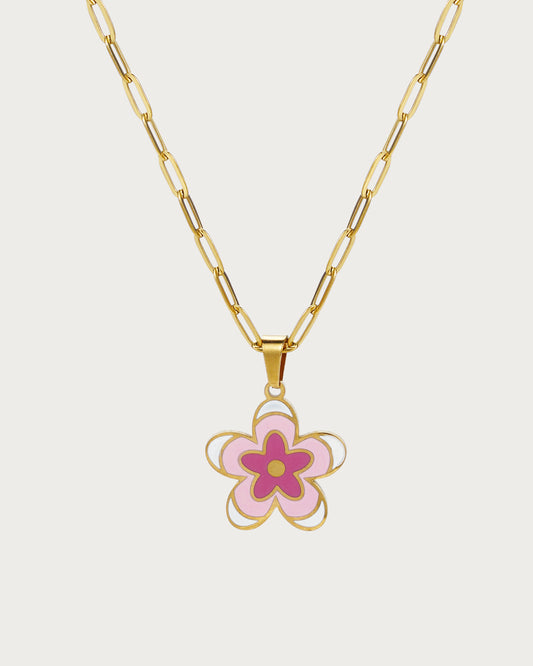 Darlene Cute Flower Golden Pendant Necklace(3 Colors)