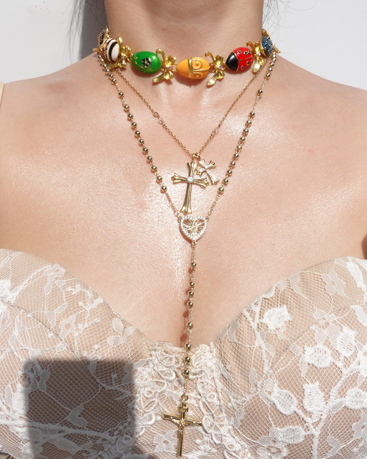 Xylia Retro Joan Rivers Enamel Golden Necklace