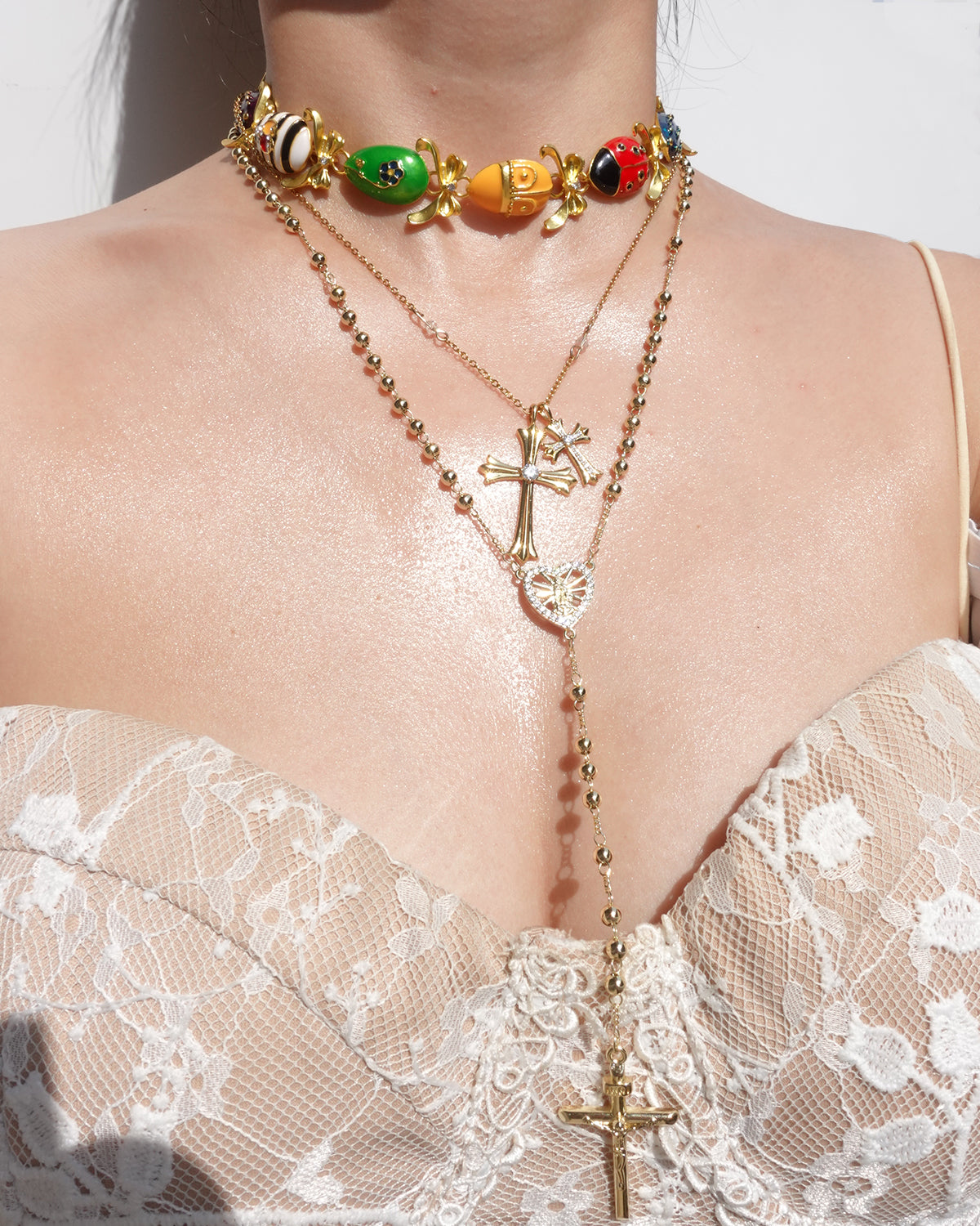 Xylia Retro Joan Rivers Enamel Golden Necklace