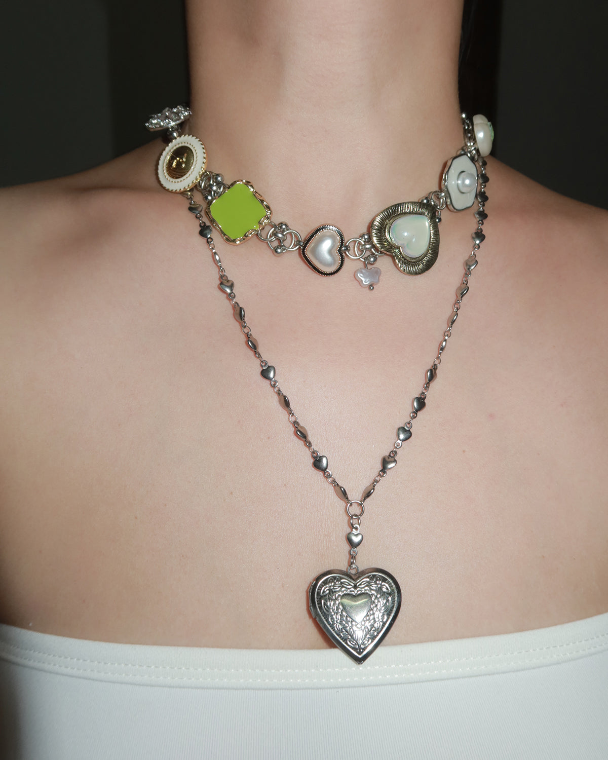 Honey Heart Silver Locket Pendant Necklace
