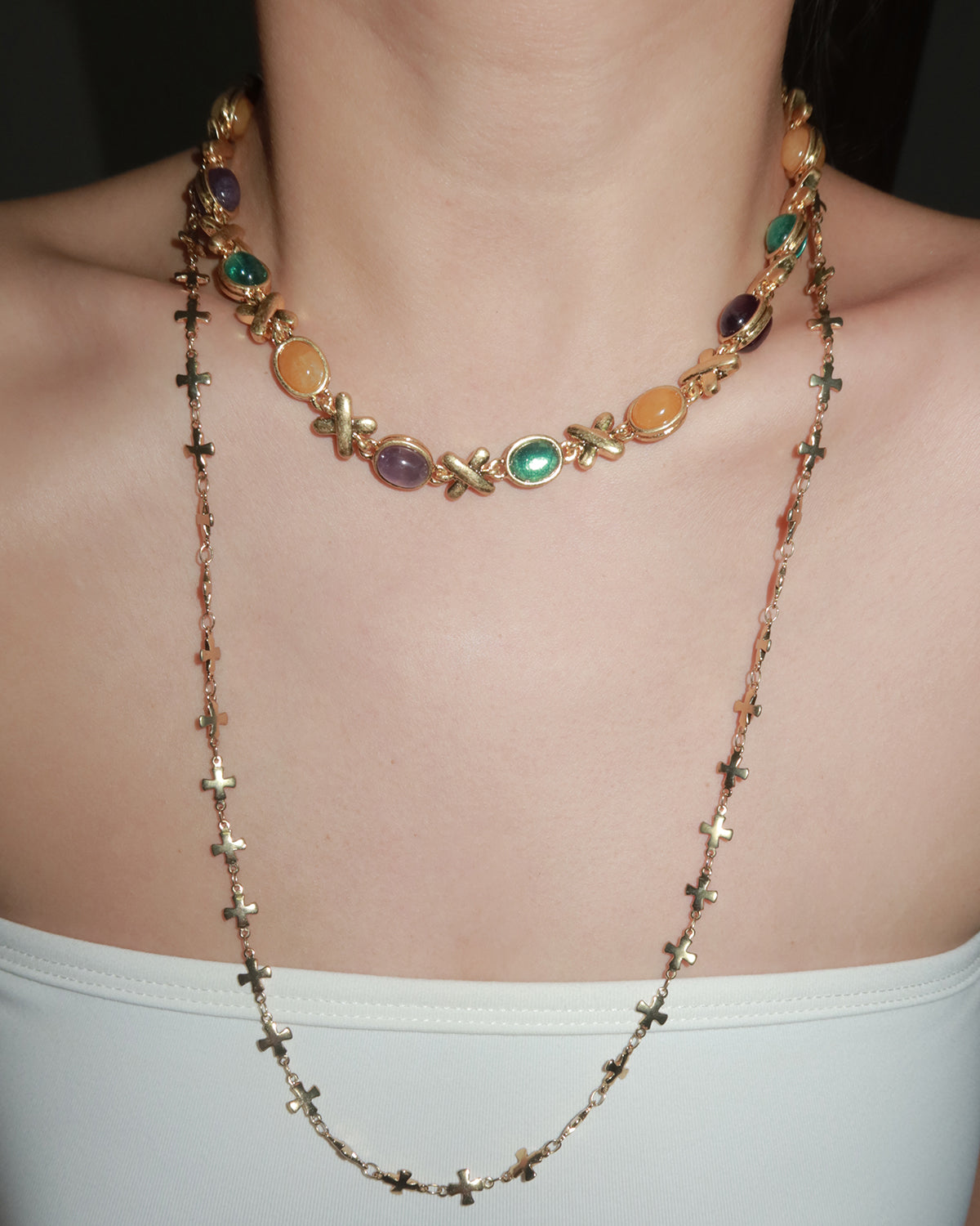 Marian Dainty Cross Link Golden Necklace