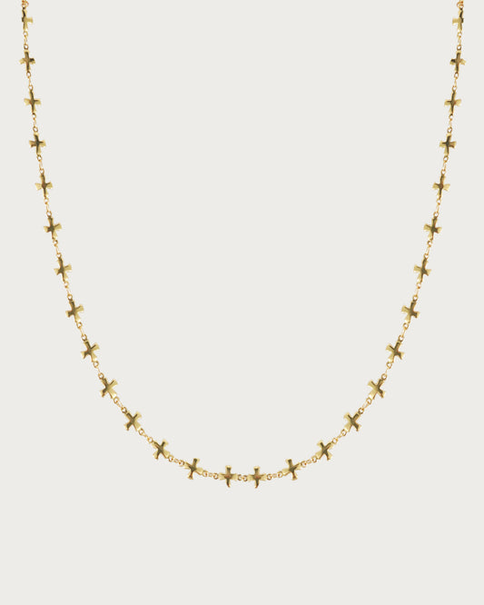 Marian Dainty Cross Link Golden Necklace