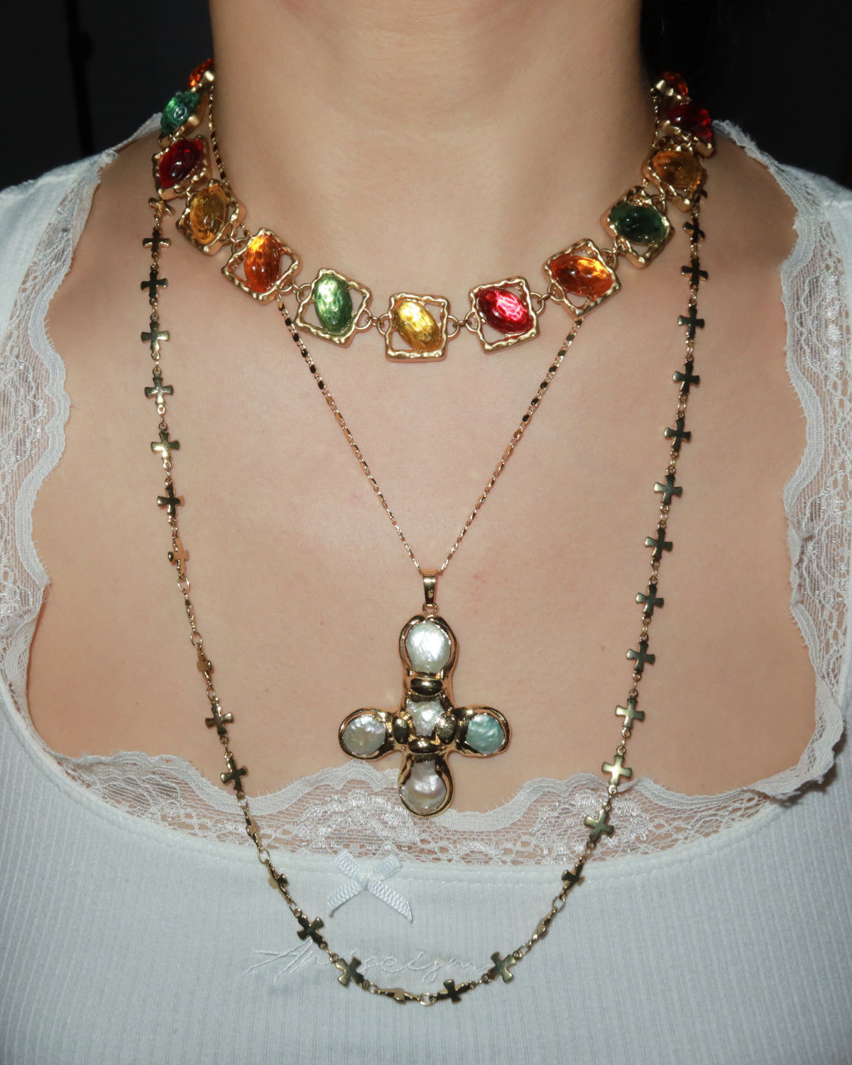 Marian Dainty Cross Link Golden Necklace