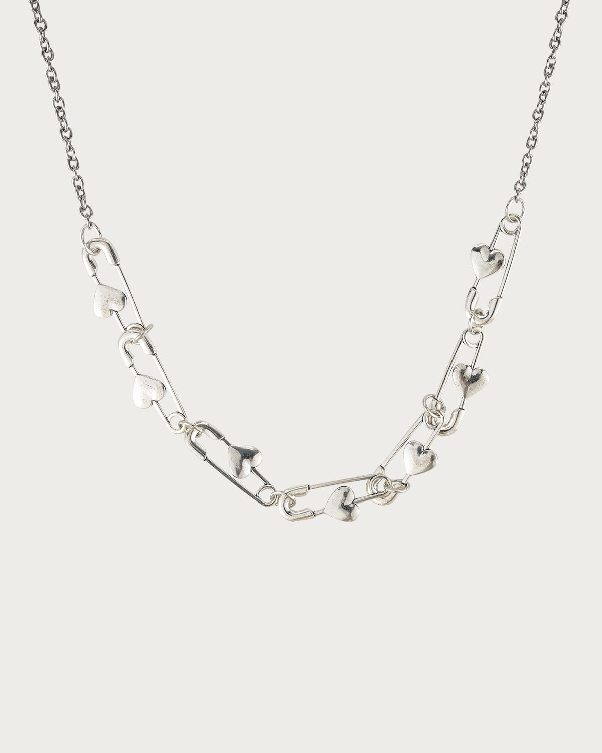Heart Paper Clip Silver Necklace