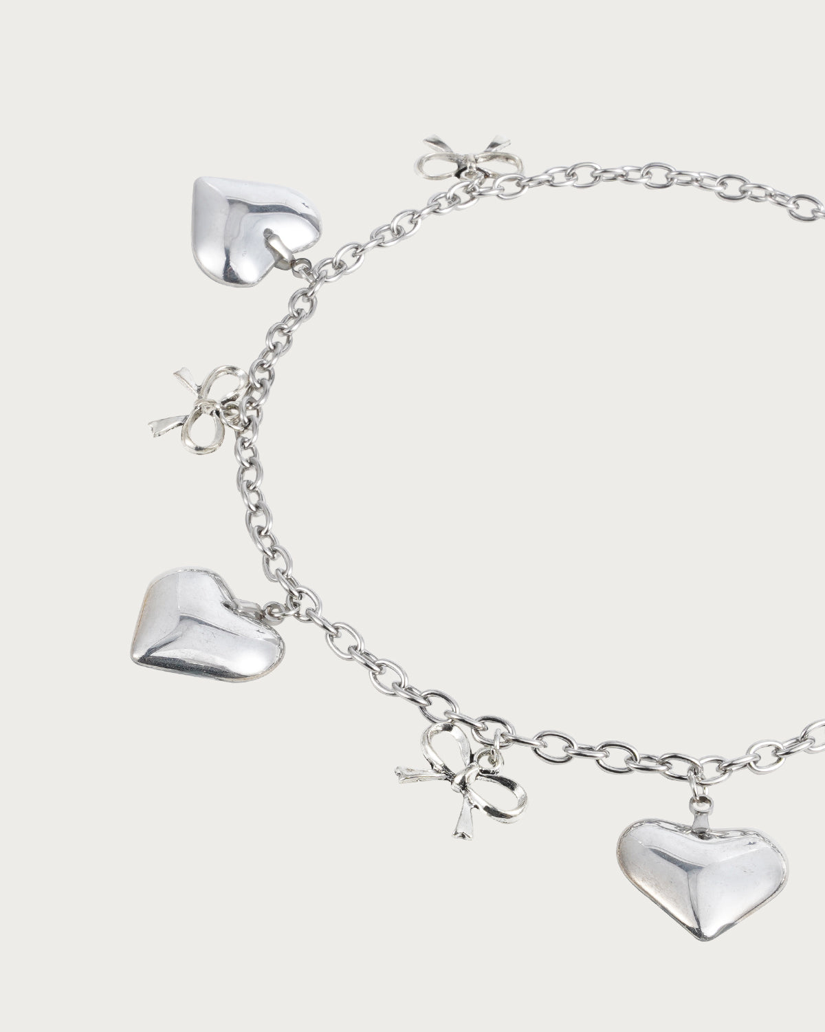 Ava Heart Bow Tie Silver Necklace