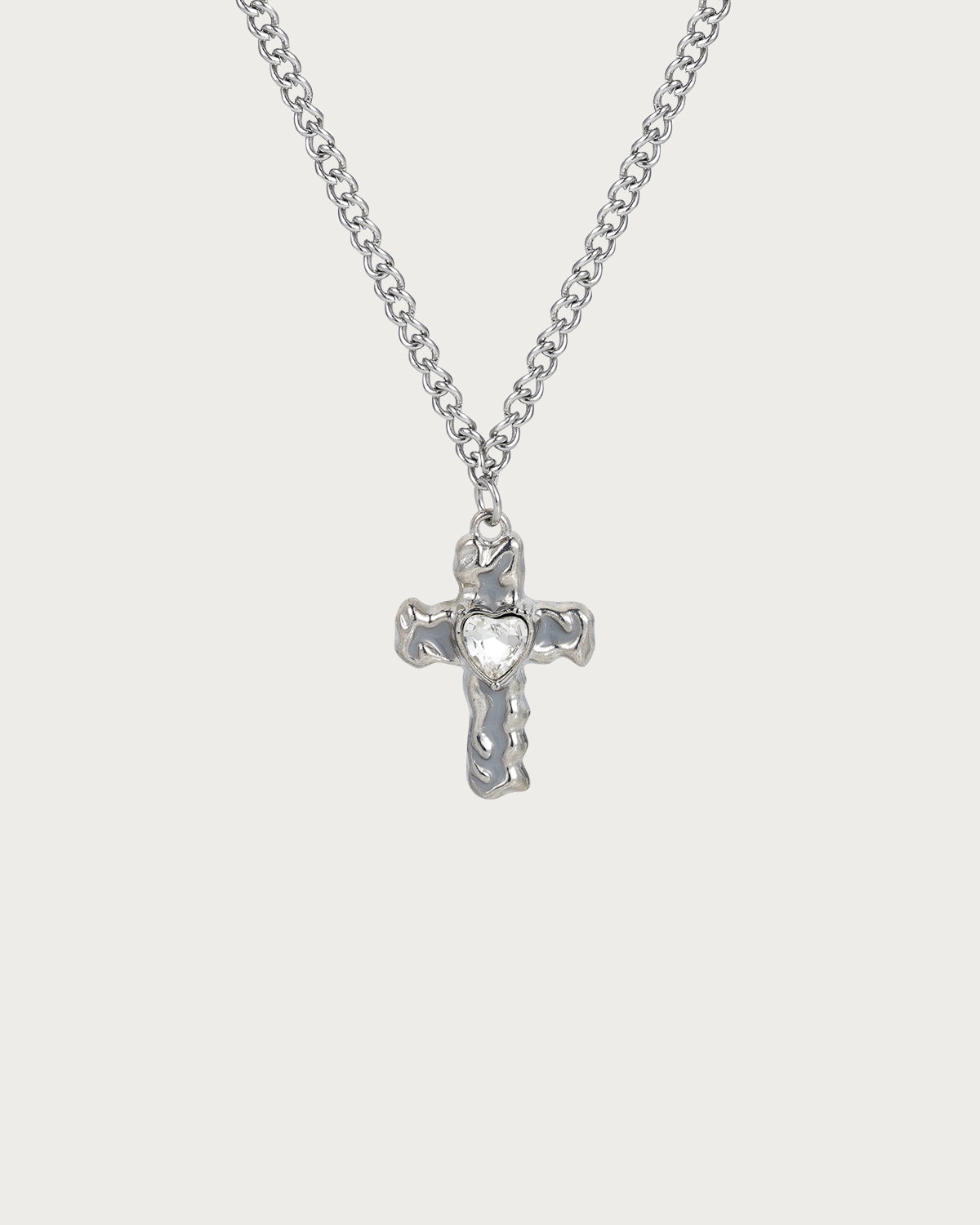 Collar colgante de plata con cruz blanca