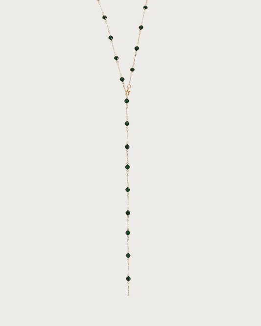 Mandy Green Beaded Circle Golden Lariat Necklace