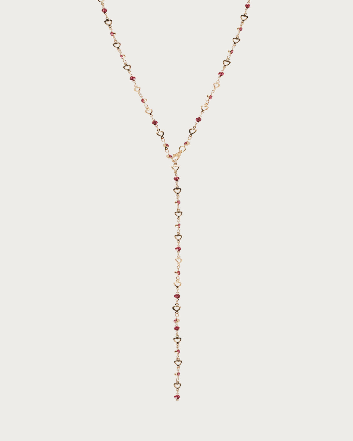 May	 Tiny Heart Pink Golden Lariat Necklace