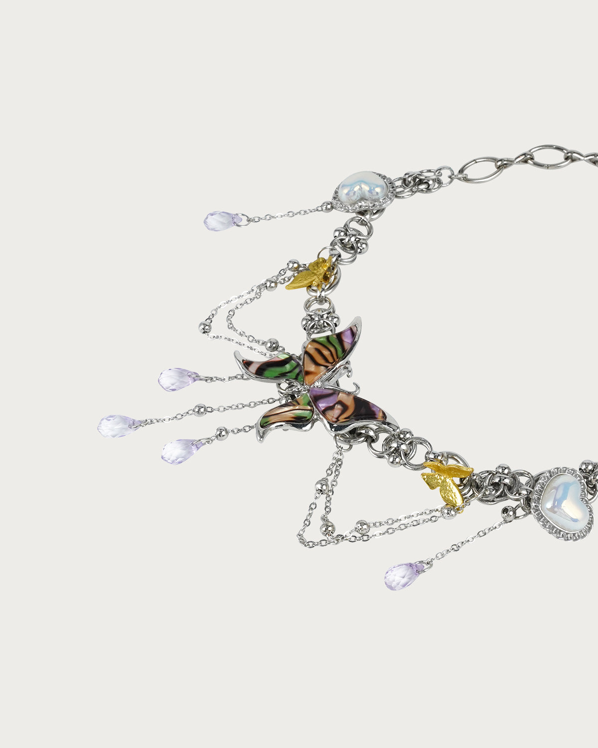 Arabela Butterfly Purple Heart Silver Necklace