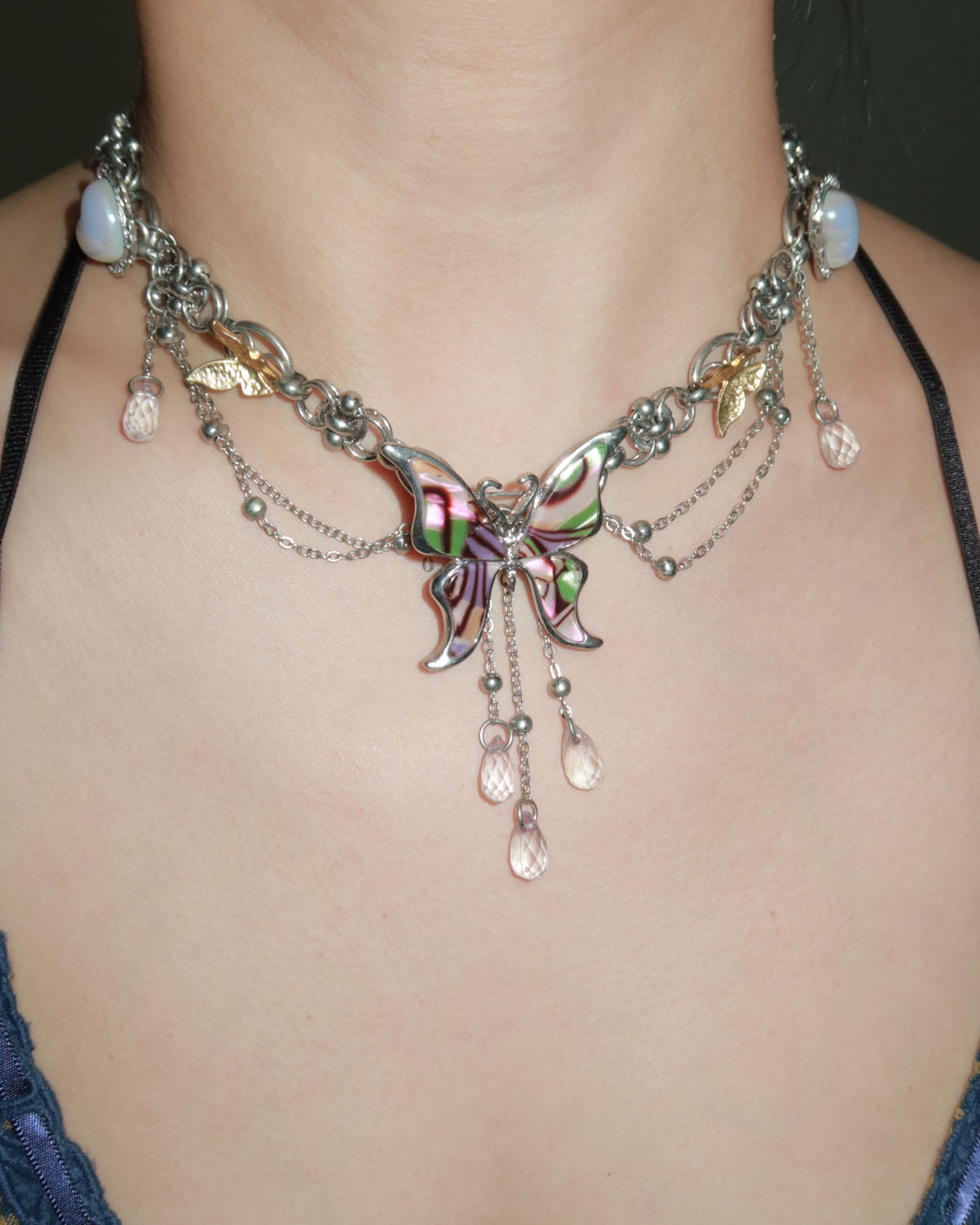 Arabela Butterfly Purple Heart Silver Necklace