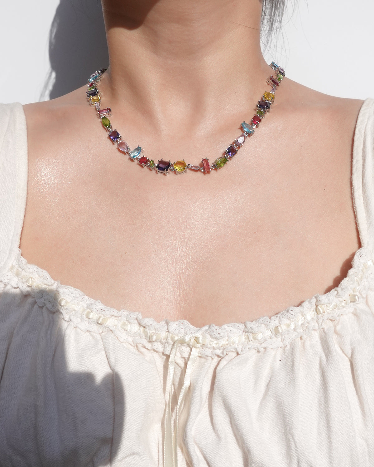 Candy Crystal Silver Necklace