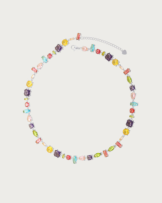 Aaliyah Candy Crystal Silver Necklace