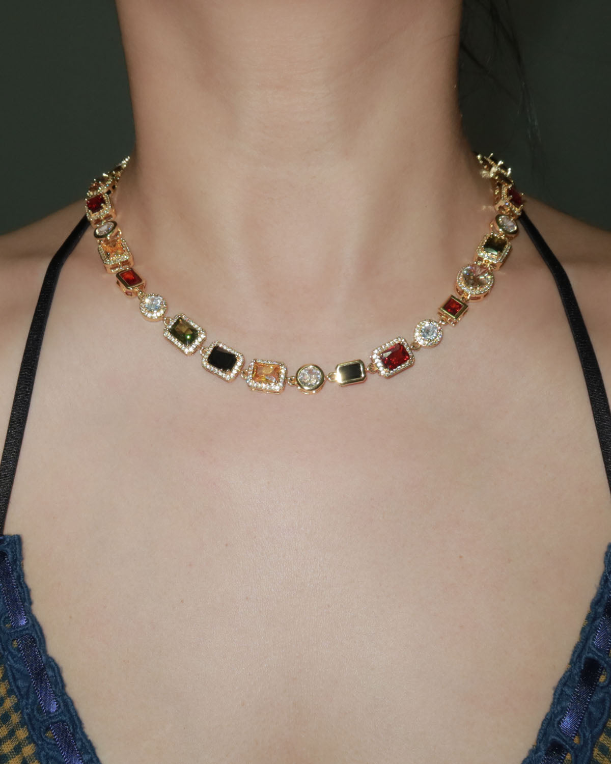Mona Vintage Luxury Square Golden Necklace