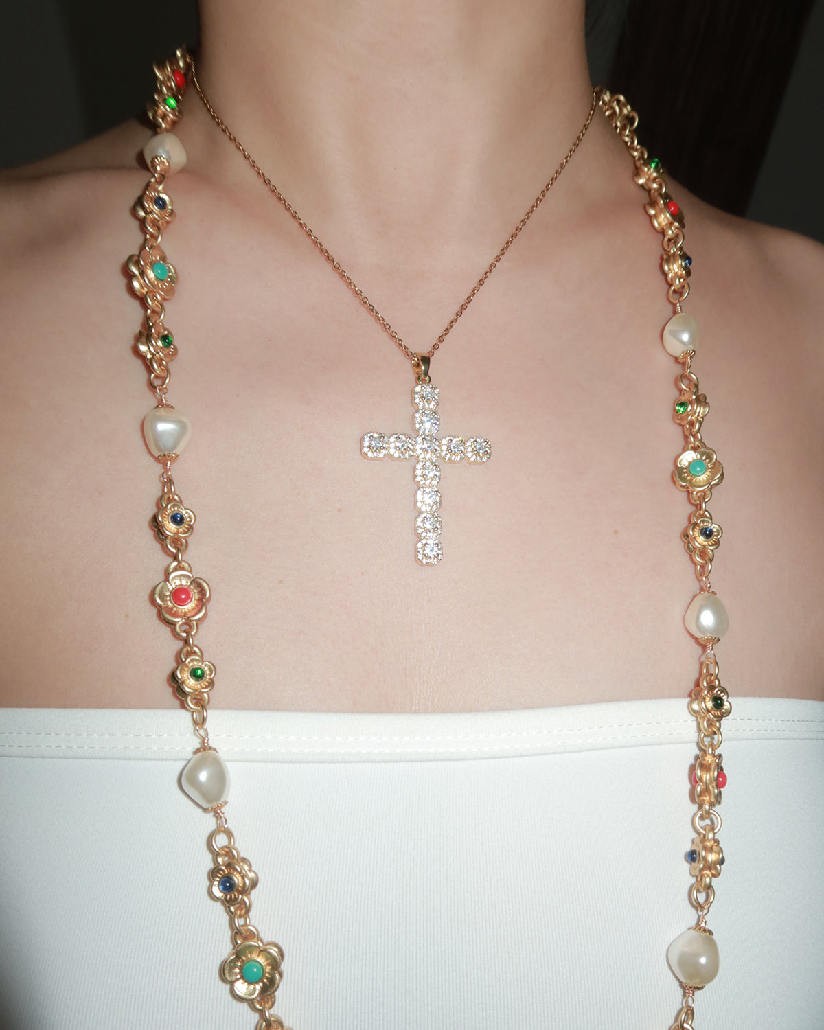 Ann Cross Golden Pendant Necklace