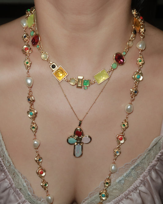 Alyssa Elegant Pearl Flower Golden Necklace