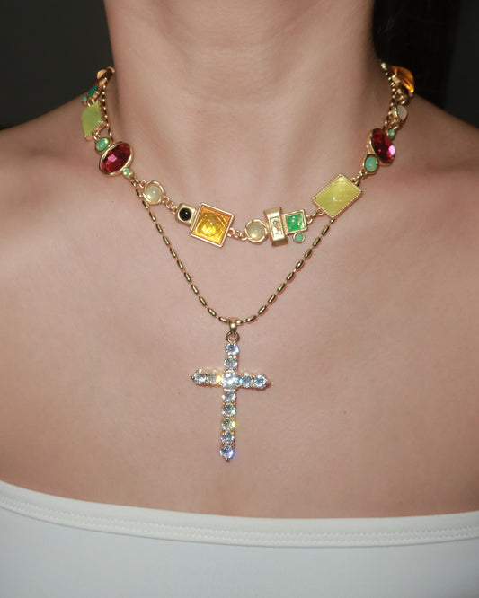 Alexandra Versatile Cross Golden Necklace