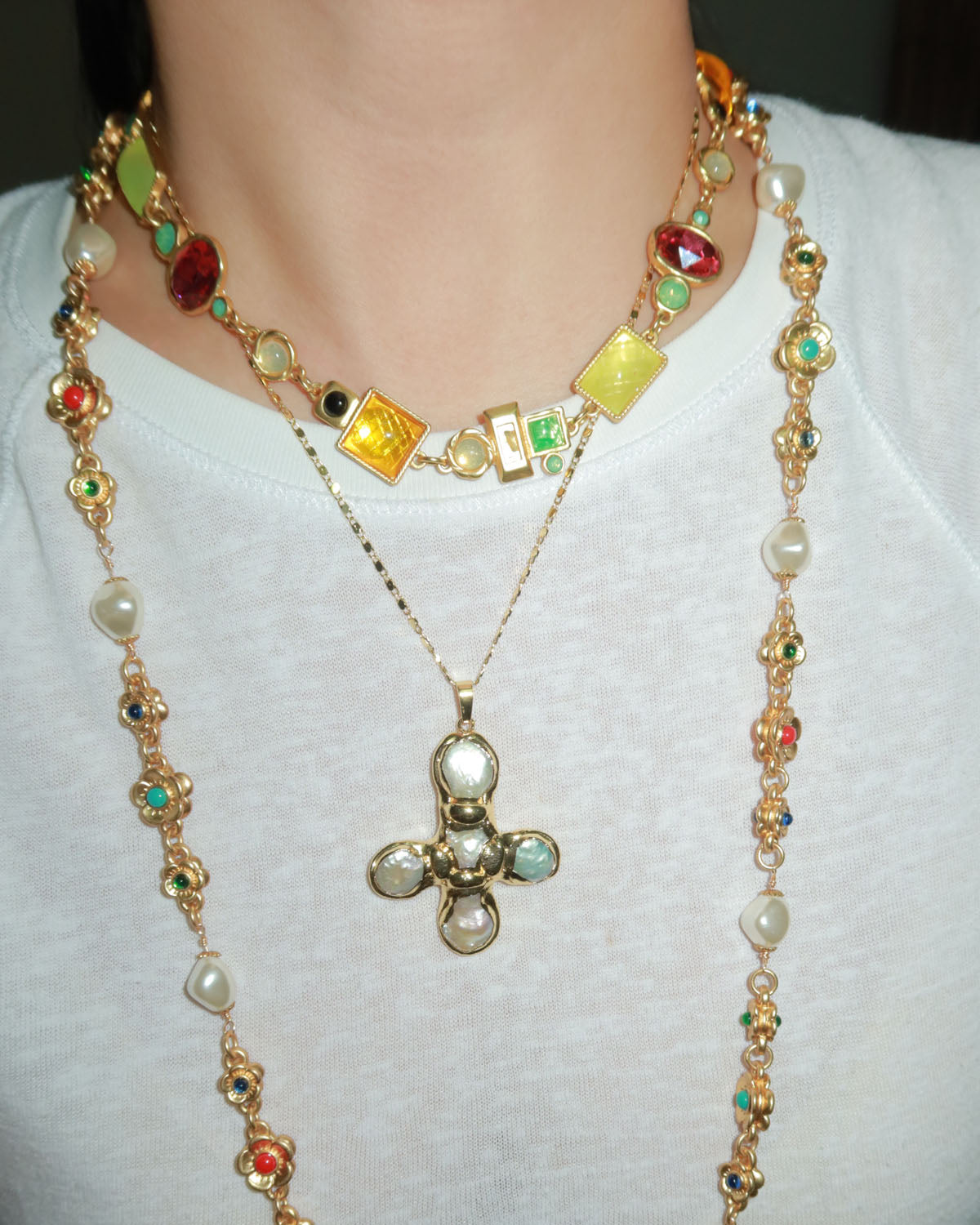 April Vintage Geometry Golden Necklace