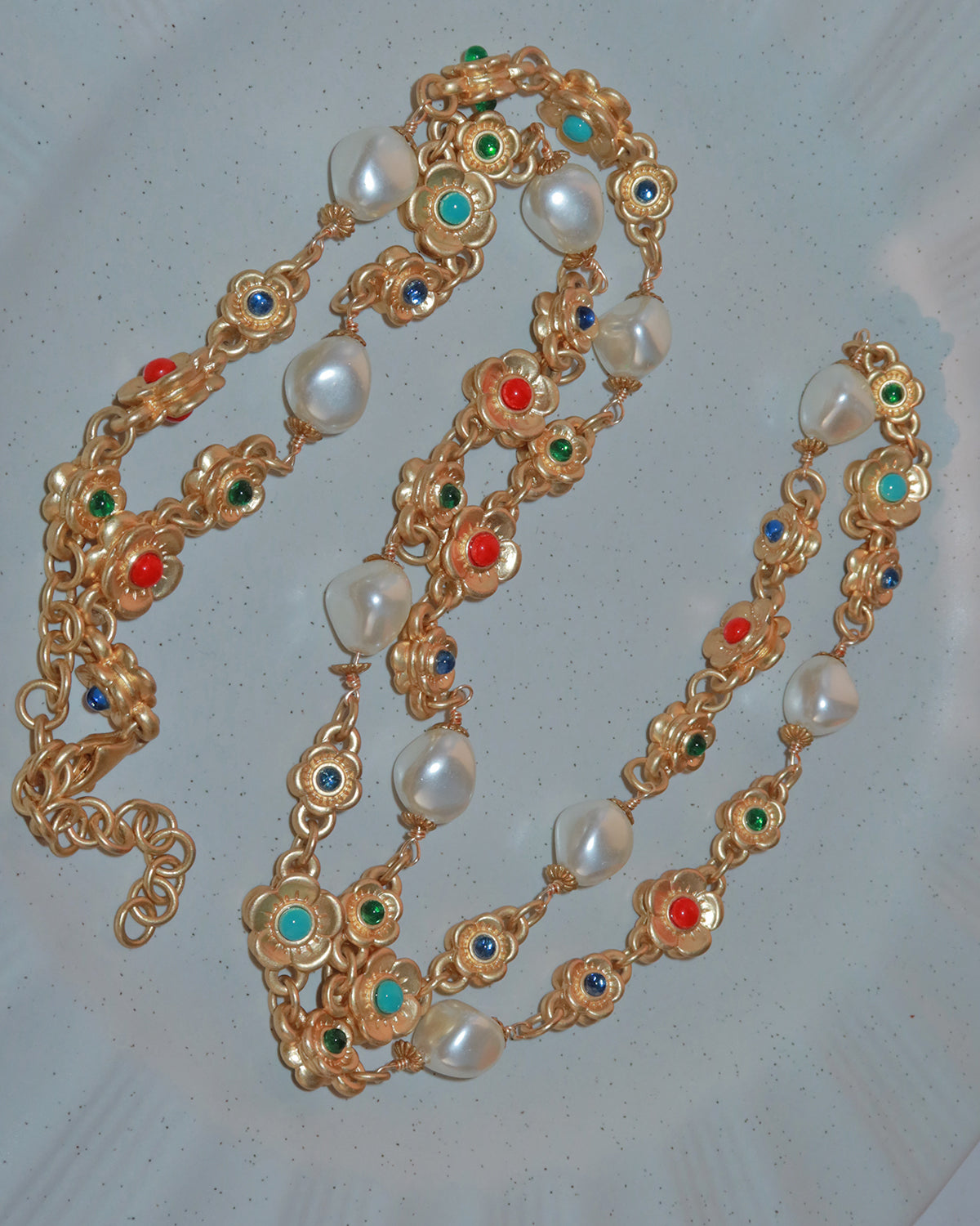 Alyssa Elegant Pearl Flower Golden Necklace