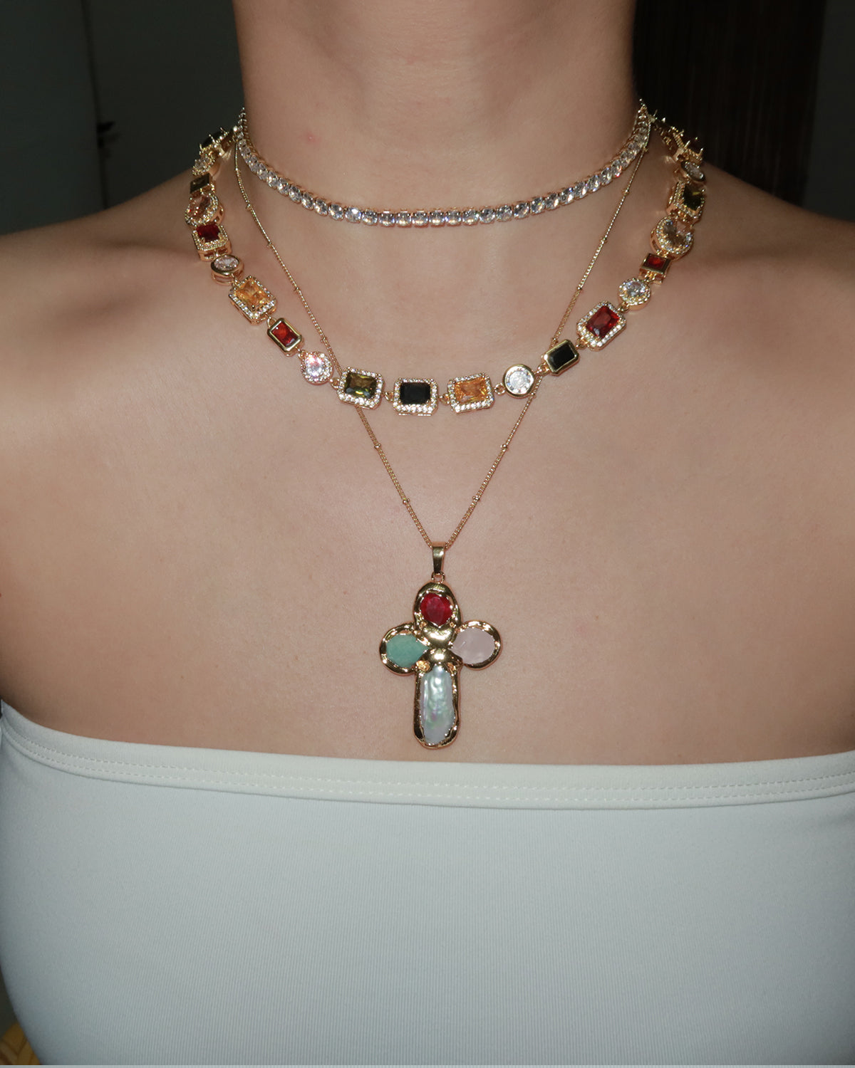 Mona Vintage Luxury Square Golden Necklace