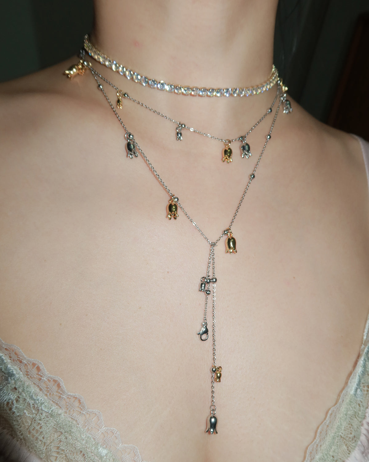 Alva Sparkling Circle Chocker Tennis Necklace(2 Colors)