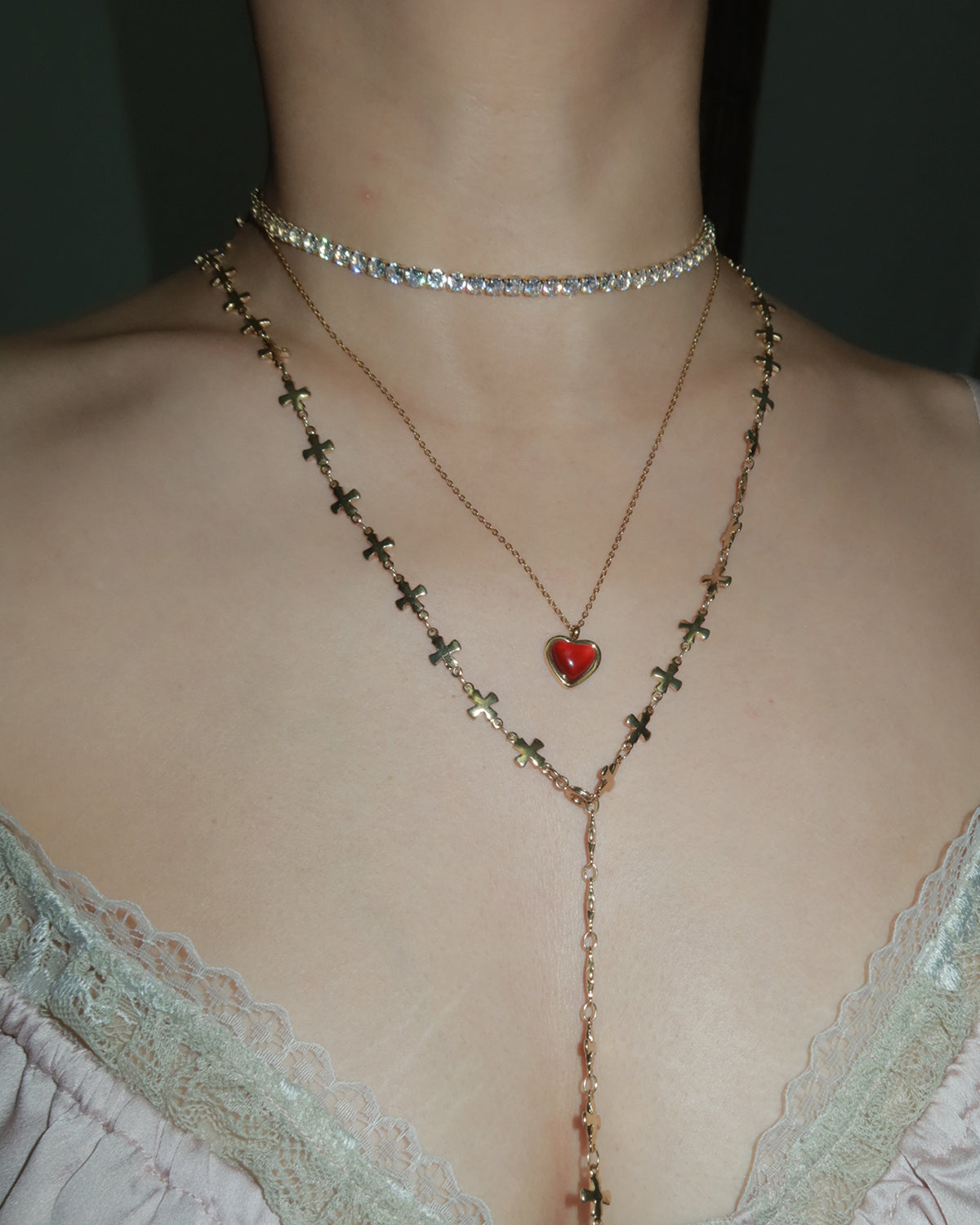 Marian Dainty Cross Link Golden Necklace