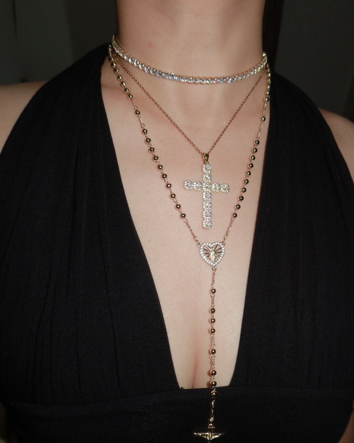 Maggie Guadalupe Beaded Heart Golden Lariat Necklace