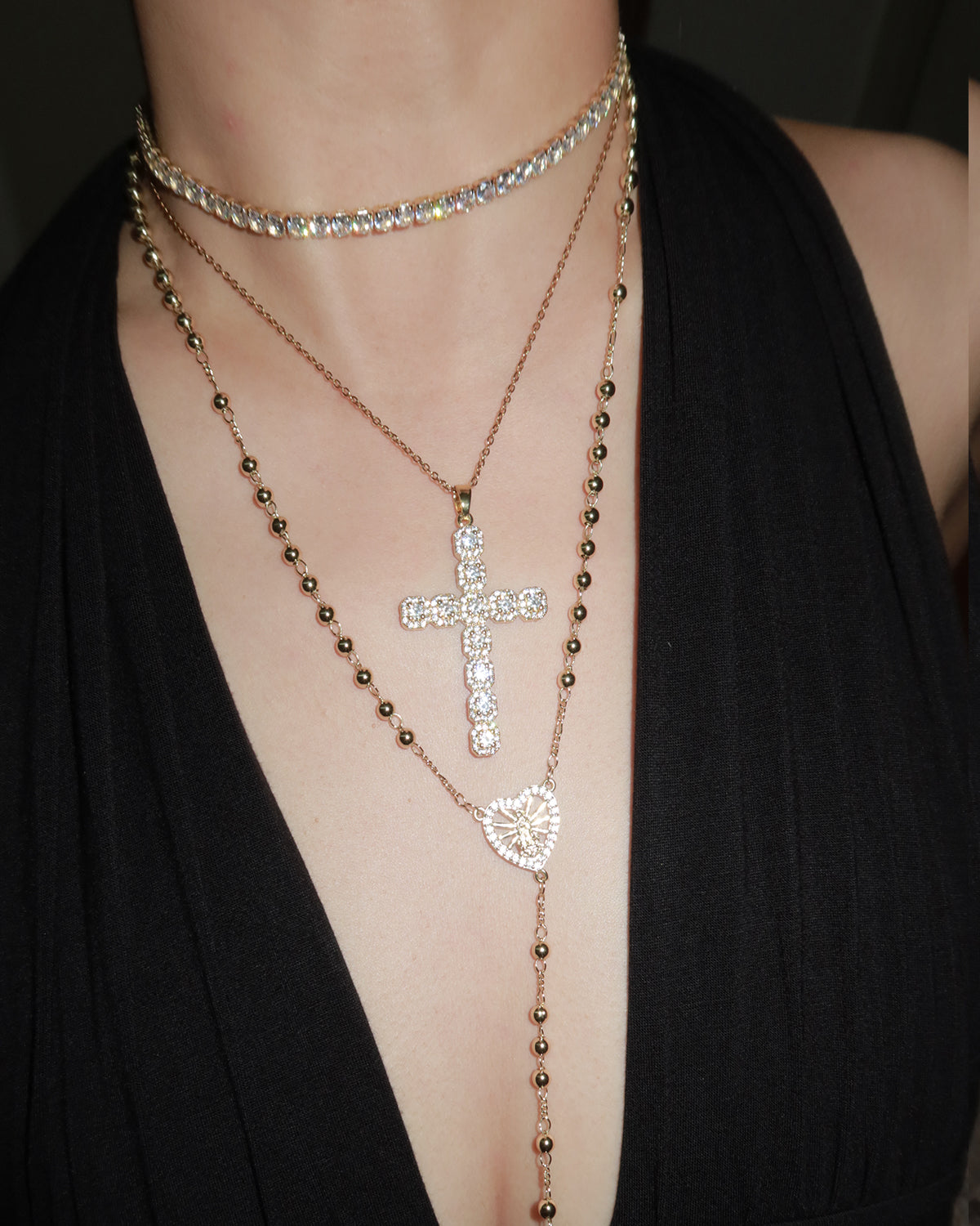 Alva Sparkling Circle Chocker Tennis Necklace(2 Colors)