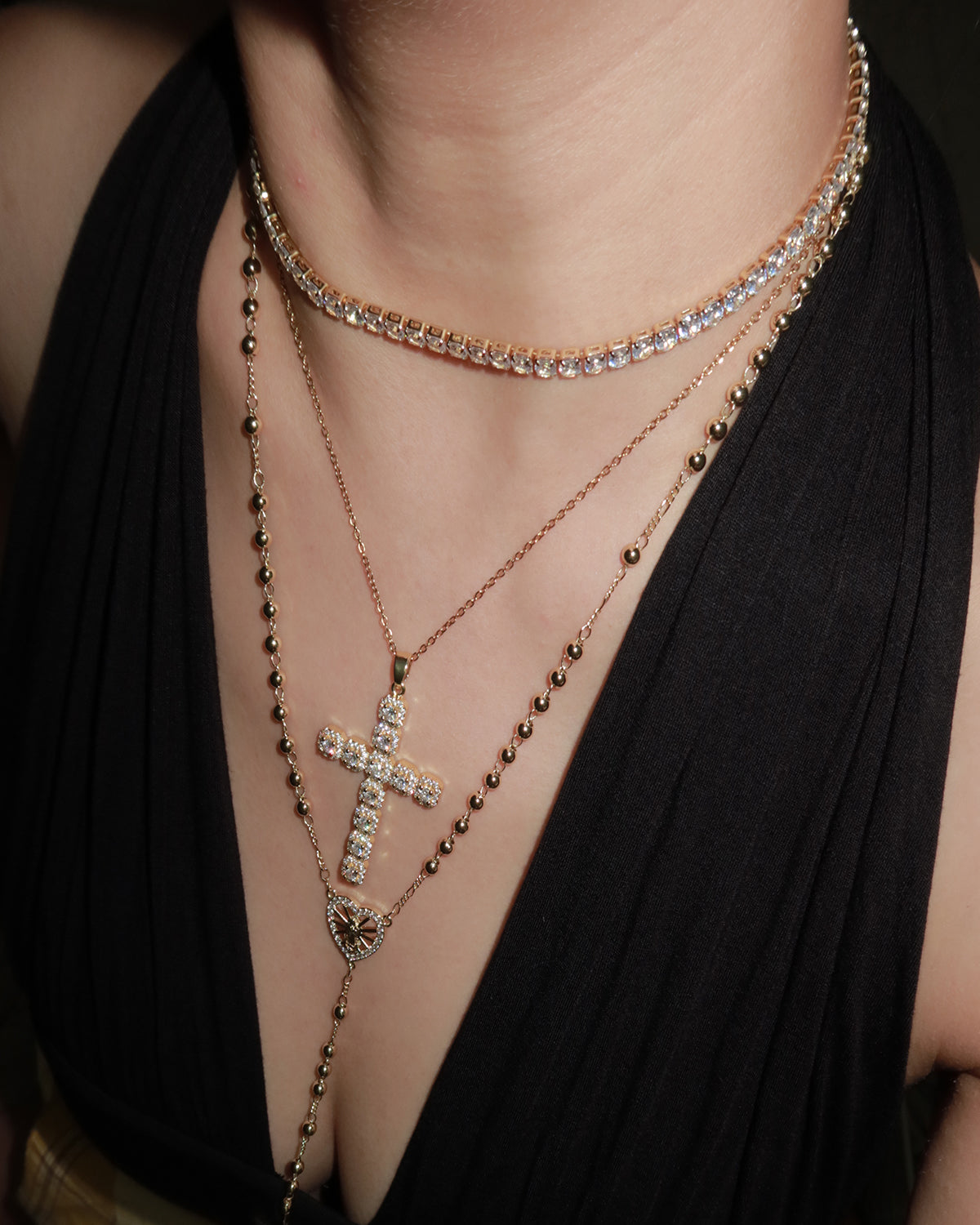 Maggie Guadalupe Beaded Heart Golden Lariat Necklace