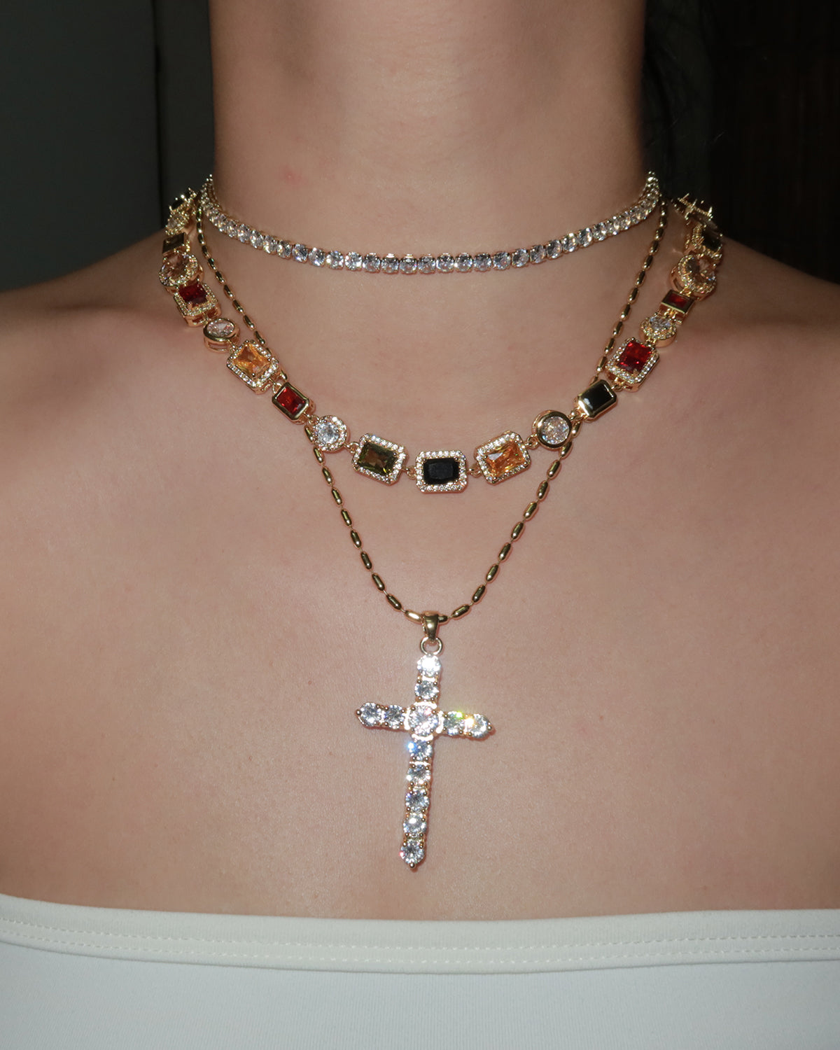 Mona Vintage Luxury Square Golden Necklace