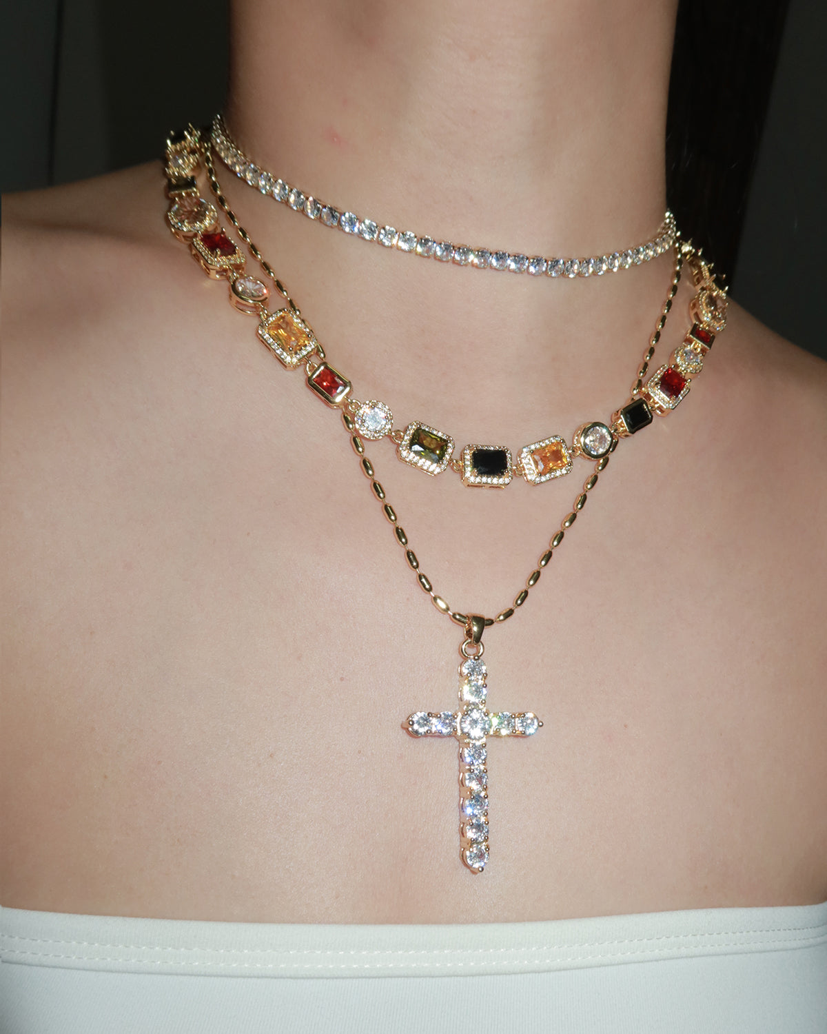 Mona Vintage Luxury Square Golden Necklace
