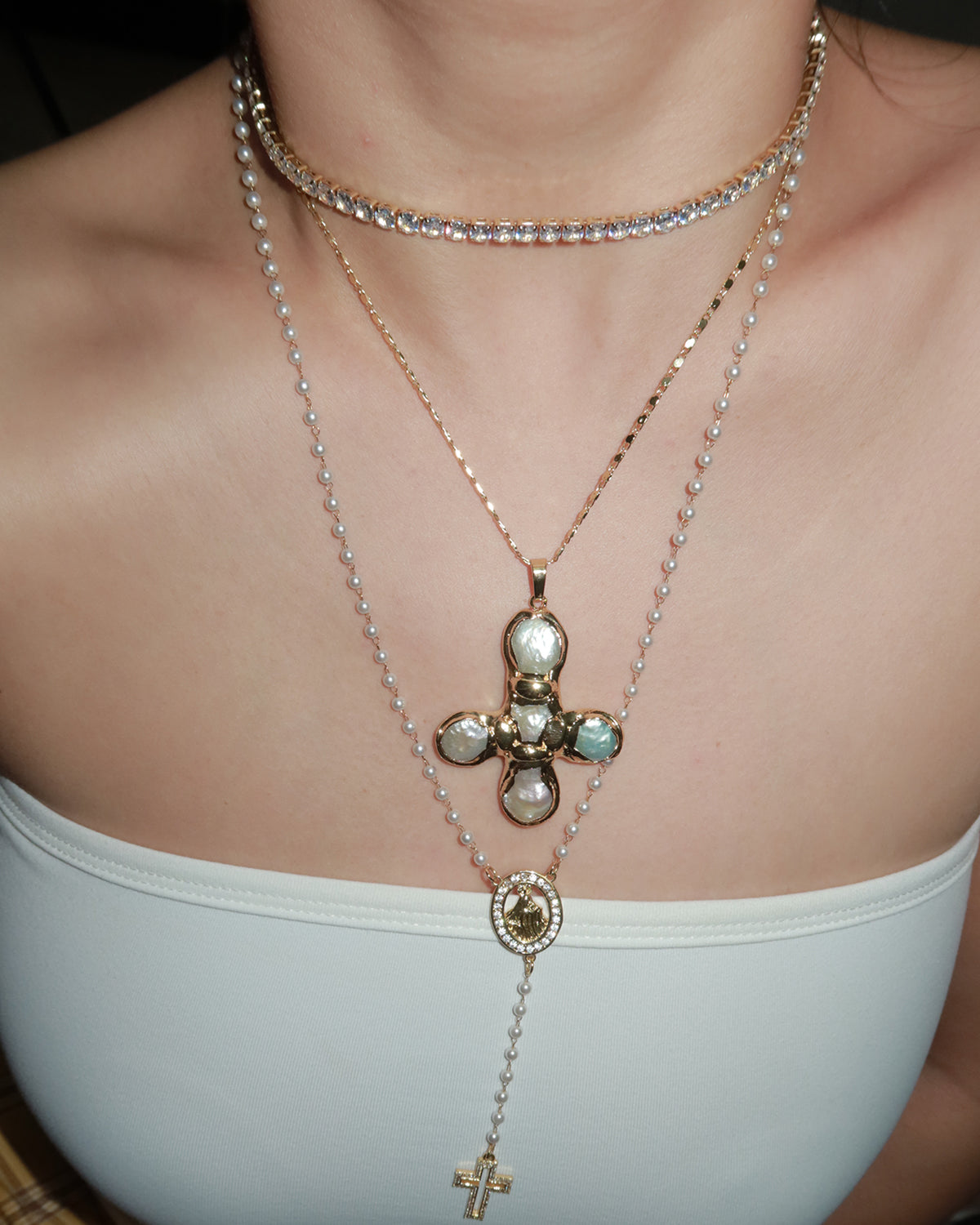 Alva Sparkling Circle Chocker Tennis Necklace(2 Colors)